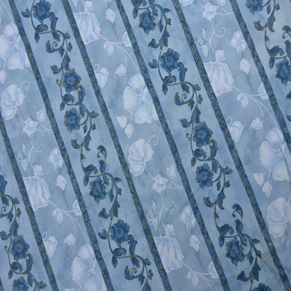 Blue Floral Printed Cotton Vintage Fabric