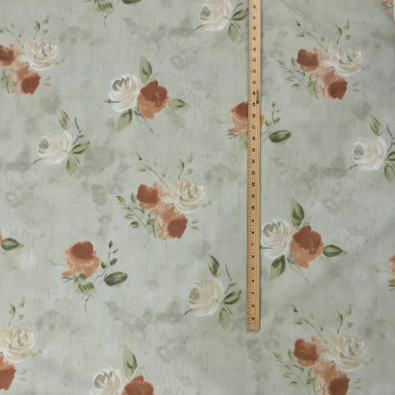 Terracotta Roses Flowers Vintage Cotton Fabric