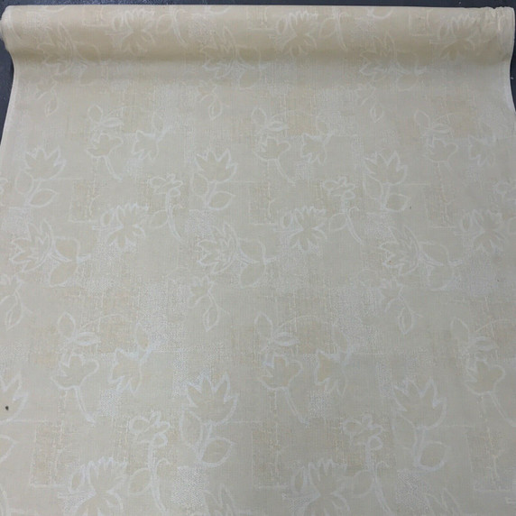 Ivy Leaf Print Cotton Vintage Fabric, Cream