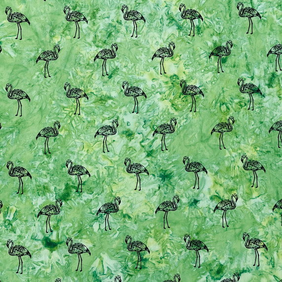 Wholesale Fabrics, Flamingo Tie Dye Batik Cotton Poplin Fabric, Green