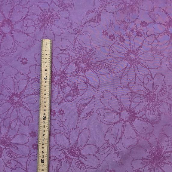 UK wholesaler of dress fabrics Sunflower Floral Velvet Flock Taffeta Fabric, Pink