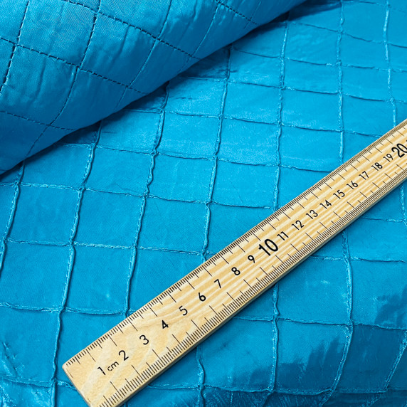 Prestige Fabric importer and wholesaler taffeta fabrics. Diamonds quilted patchwork taffeta fabric,  turquoise  blue / teal