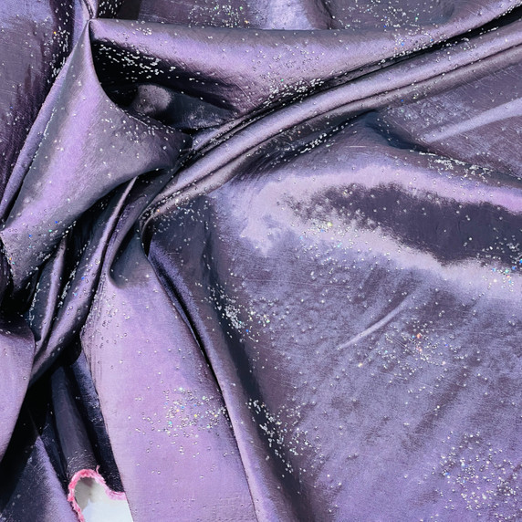 Bling Stone Taffeta Fabric, Aubergine