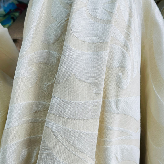 Damask Upholstery Curtain Brocade Fabric, Cream