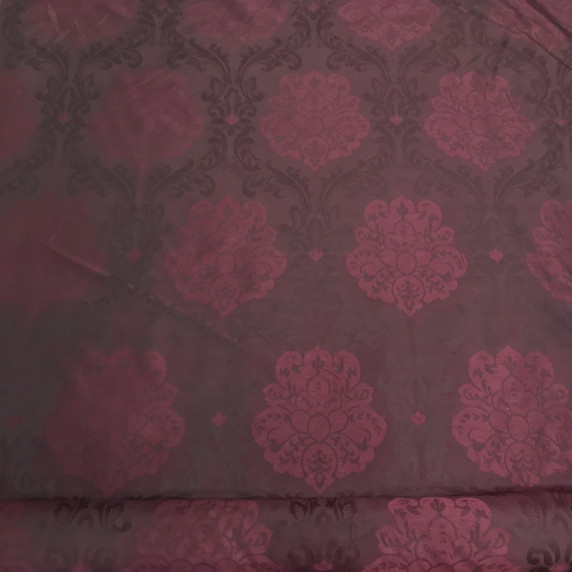 Damask Faux Silk Slub Upholstery Curtain Fabric, Purple
