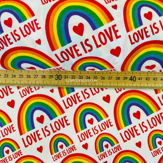 Love Is Love Rainbow Pride Polycotton Fabric