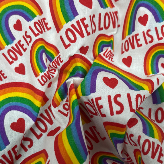 Love Is Love Rainbow Pride Polycotton Fabric