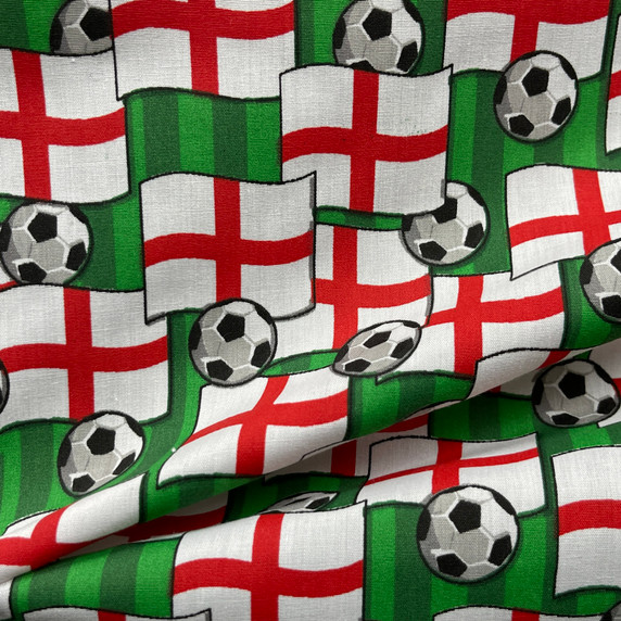FIFA Football England Flags Polycotton Fabric
