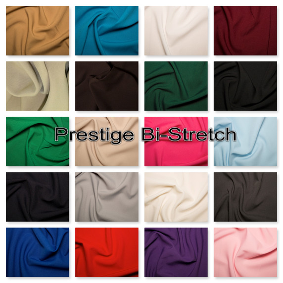 Plain Bi-stretch Dress Fabric and wedding tablecloth decoration fabrics by Prestige Fashion, The fabric specialists