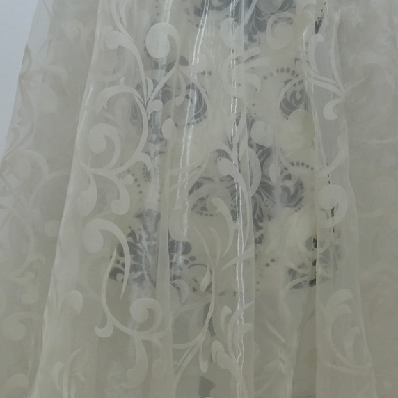 Tangier Velvet Flock Organza Voile Draping Fabric, Cream