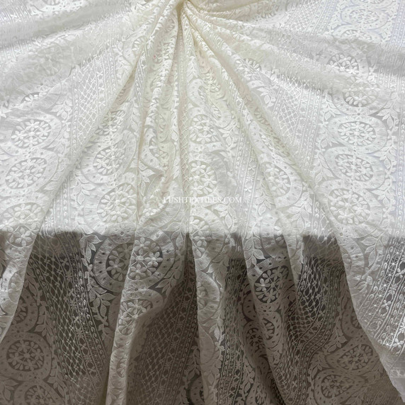 Prestige Floral Majestic Guipure Organza Lace, Cream