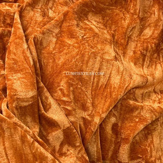 Triple Crushed Velvet Fabric, Terracotta