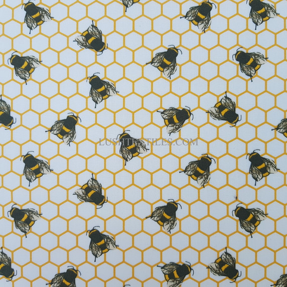 10m Honeycomb Bees Rose & Hubble Cotton Poplin Fabric, Ivory