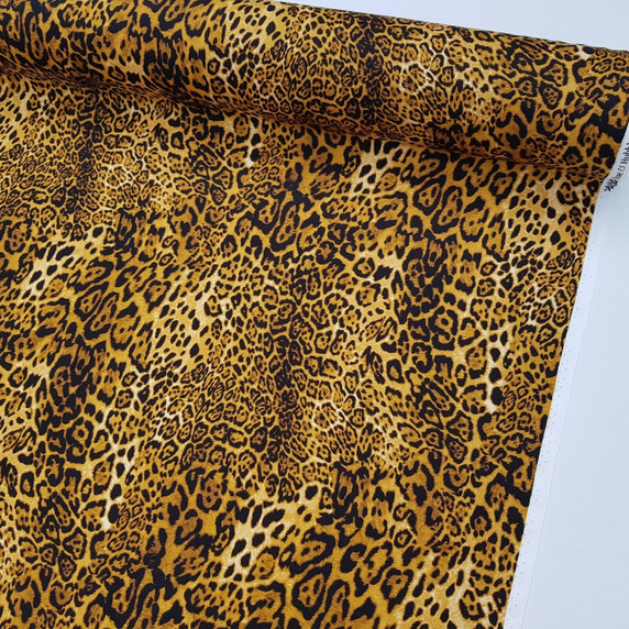 10 metres Designer Rose & Hubble 100% Cotton Animal Skin Leopard Print Fabric - Dark