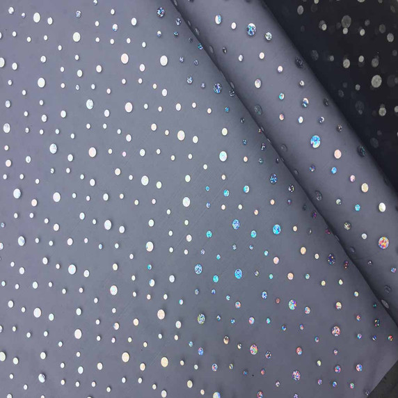 20m Hologram Spot Organza Voile Fabric, Black