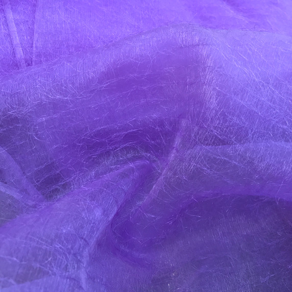 Long Hair Fur Furry Organdy Voile Fabric, Purple