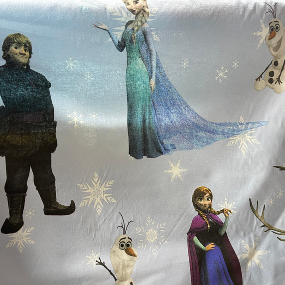 Disney Frozen Elsa/Anna Snowflake Print Cotton Upholstery Fabric, Blue