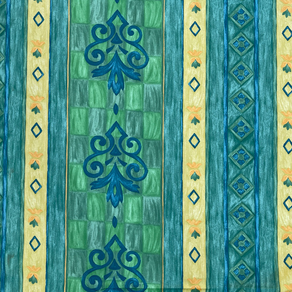 Vintage Damask Floral Print Cotton Craft Fabric 140cm Wide, Green