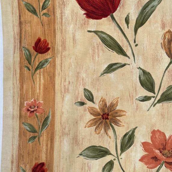 Wholesale fabric supplier Vintage Tulip Floral Print Cotton Fabric 140cm Wide, Cream