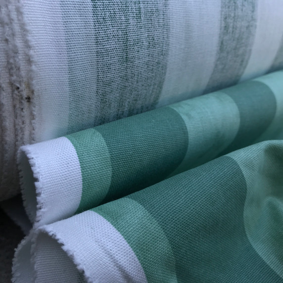 Green Striped Drill Cotton Canvas Cotton Craft Fabric 140cm Wide