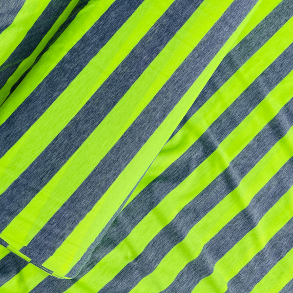 3cm Thick Striped Spandex Jersey Dress Fabric, Green/Grey