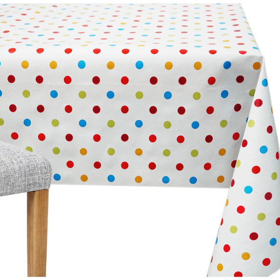 Small Multicoloured Twister Spots PVC Oilcloth Table Protector