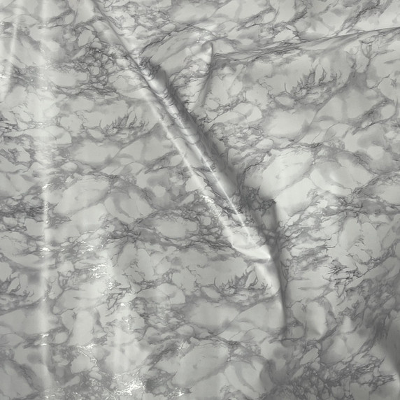 Premium Marble Print Embossed Printed PVC Table Covering - Metallic Silver