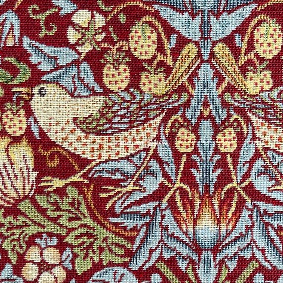 Strawberry Thief William Morris Birds Tapestry Fabric Upholstery Curtains - Wine