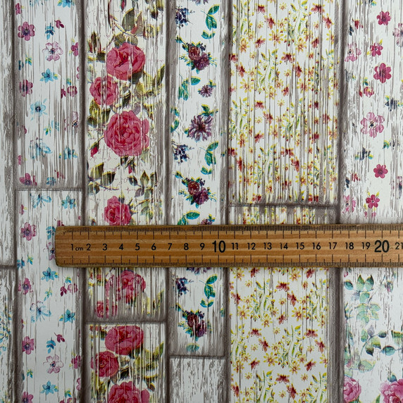 By the Metre Floral Patchwork Tiles OilCloth PVC