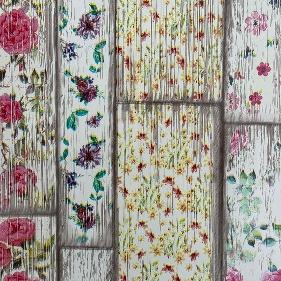 By the Metre Floral Patchwork Tiles OilCloth PVC