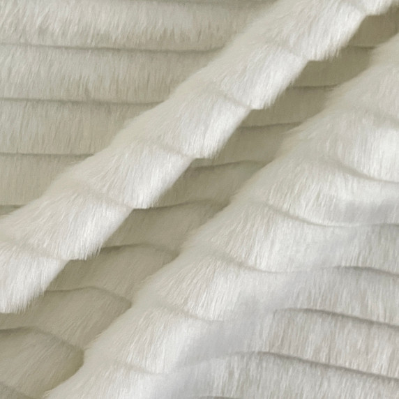 Striped XMAS Fun Faux Fur Fabric Material - Bright White