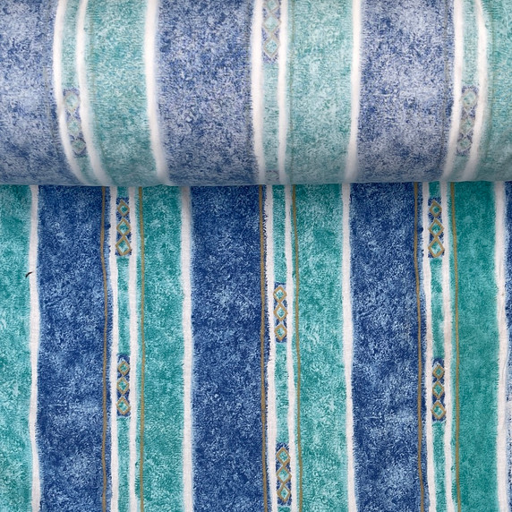 AQUA & BLUE Striped Cotton Curtain Upholstery Bed Sheeting Duvet Fabric 54"