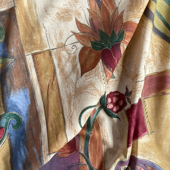Vintage Garden Floral Cotton Sateen Curtain Upholstery Sheeting Duvet Fabric 54"