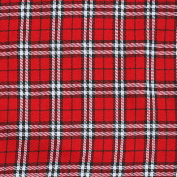 Large Check Tartan Polyviscose Fabric 60", Red