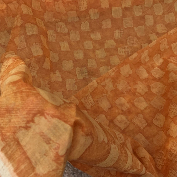 Square Pattern Net Voile Fabric, Walnut