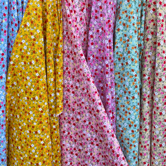 Premium Daisy Floral Rayon Cotton Poplin Print Dress Fabric