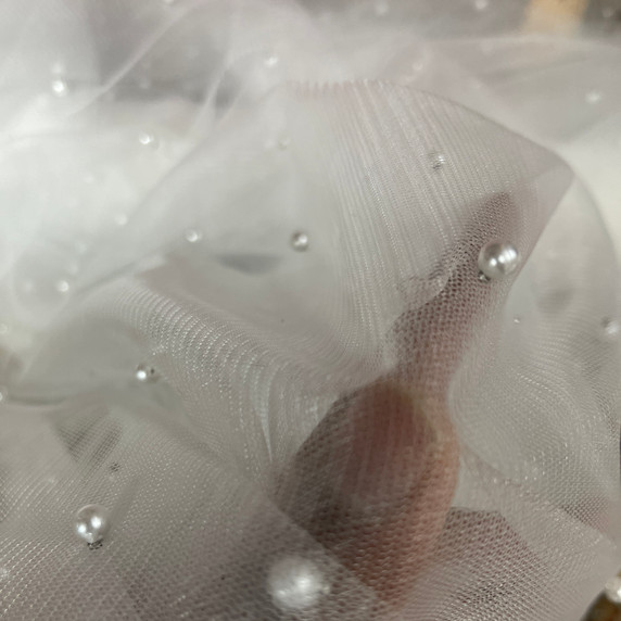 50m Trade Pearl Tulle Net Fabric 150cm, White 50m Trade Pearl Tulle Net Fabric 150cm, White