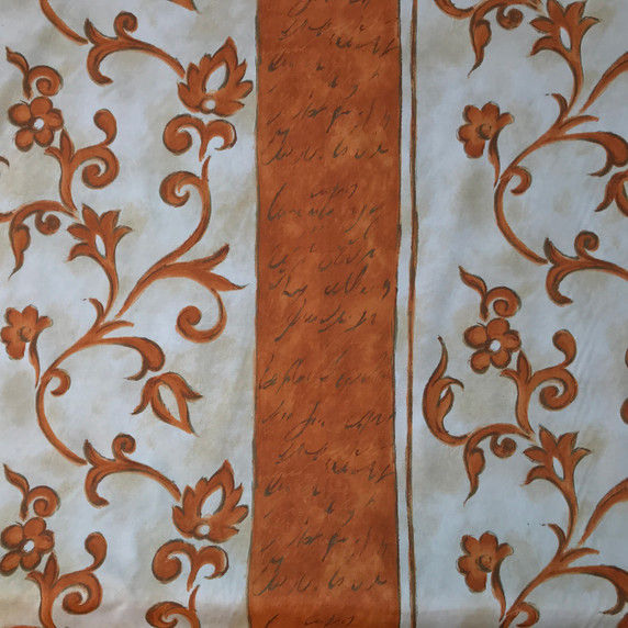 Terracotta Floral Abstract Vintage Cotton Fabric