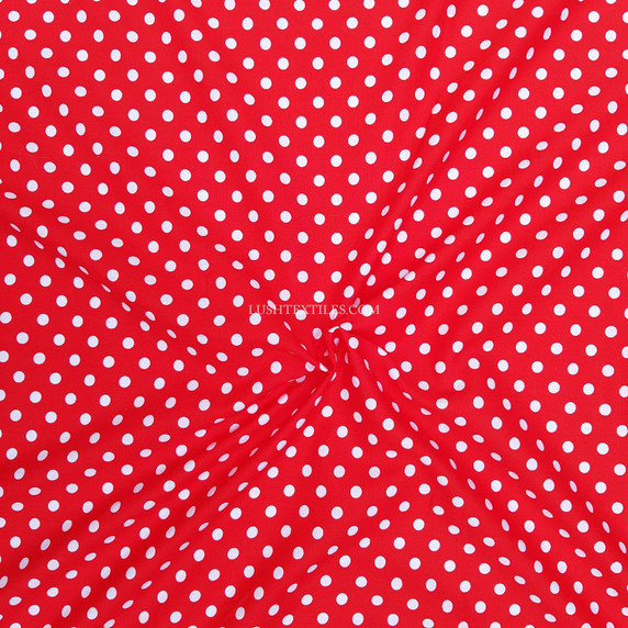 7mm White Spots Rose & Hubble Cotton Poplin Fabric, Red