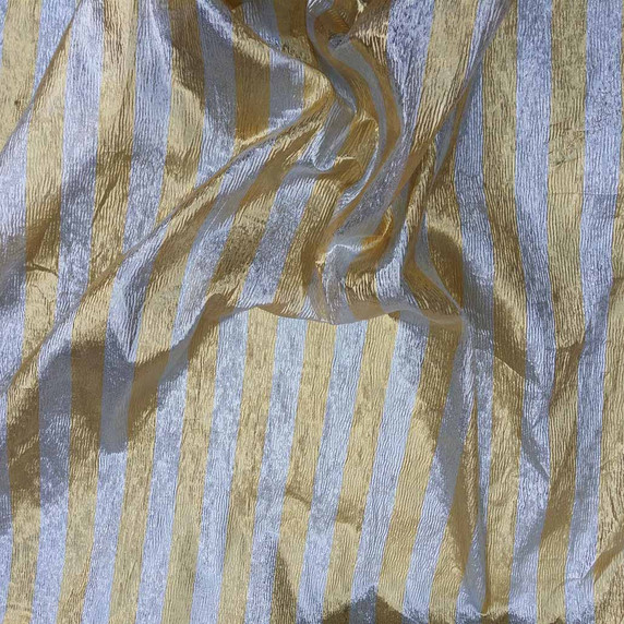 Striped Lame Dress Fabric, Gold/Silver