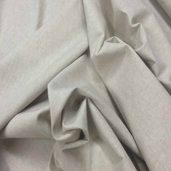 Plain natural beige linen cotton fabric by Prestige Fashion