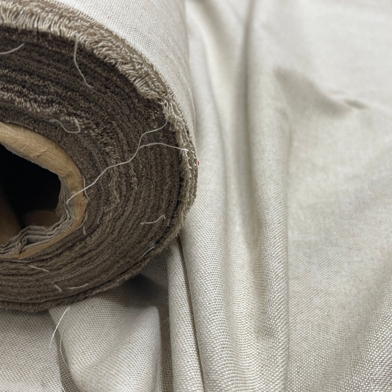 Plain natural beige linen cotton fabric by Prestige Fashion