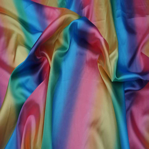 Rainbow Satin Dress Fabric