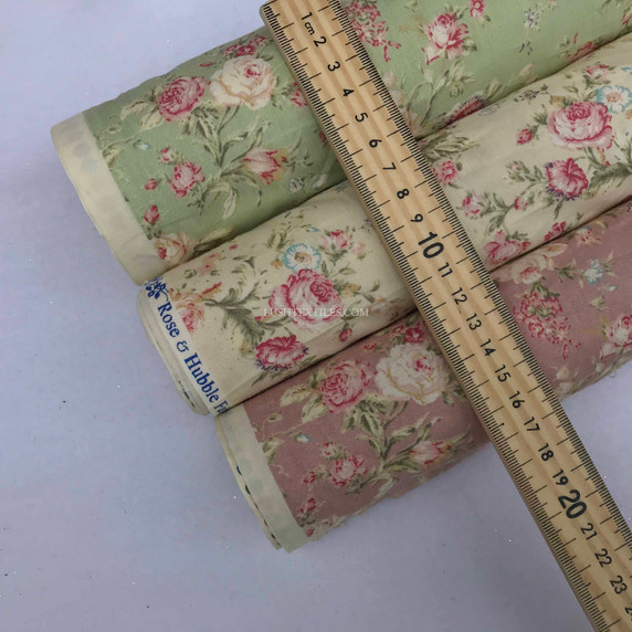 Vintage Roses Print Rose & Hubble Cotton Poplin Fabric