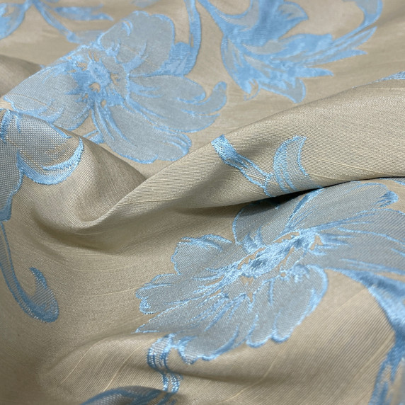 Duck Egg Flowers Upholstery Furnishing Fabric,Cream