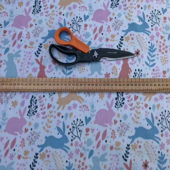 Rabbits And Hares Print Poly Cotton Craft Fabric