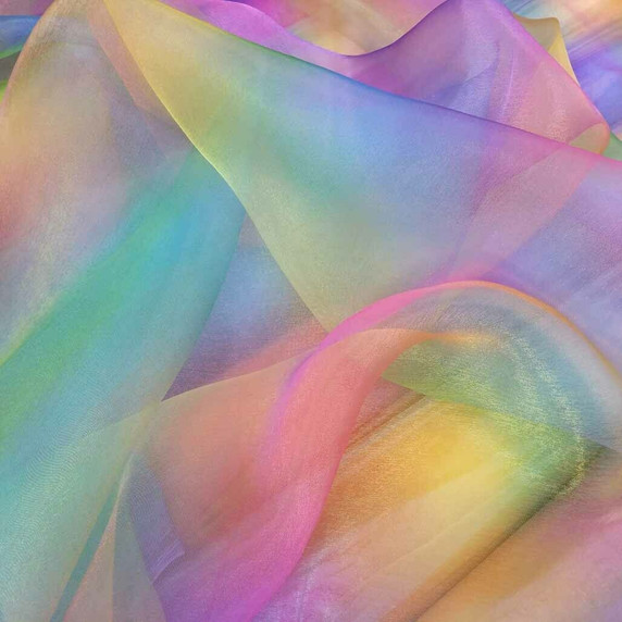 Rainbow Organza Voile Fabric