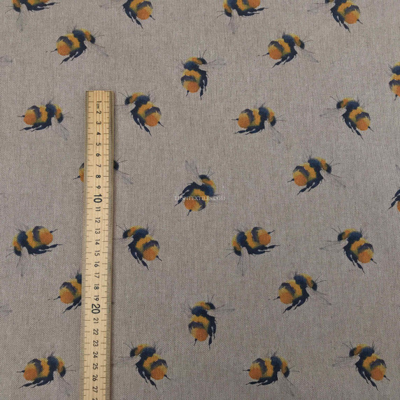 Large Bumble Bees Digital Print Linen Cotton Canvas Fabric