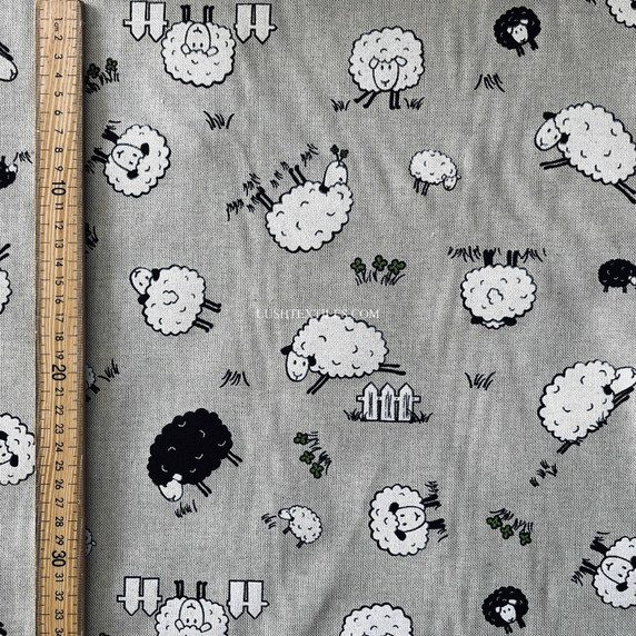 Sheep Animals Print Linen Cotton Canvas Furnishing Fabric