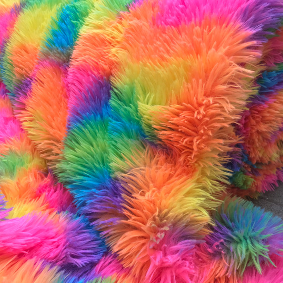 Plush Rainbow Long Hair Pile Cuddle Fur Fabric